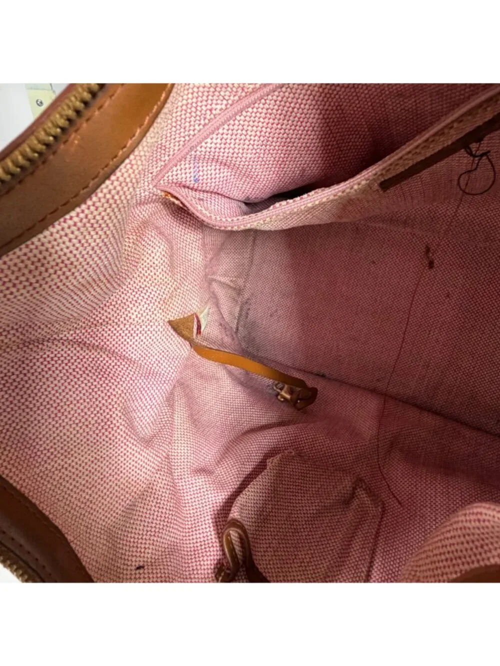 Dooney Bourke Denim/Leather Trim Signature Logo Hobo Shoulder Bag FLAWS